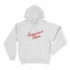 American Teen Red Script Unisex Hoodie White