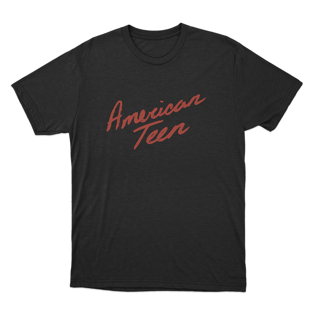 American Teen Red Script Unisex T Shirt Black American Teen Red Script Unisex T Shirt Black