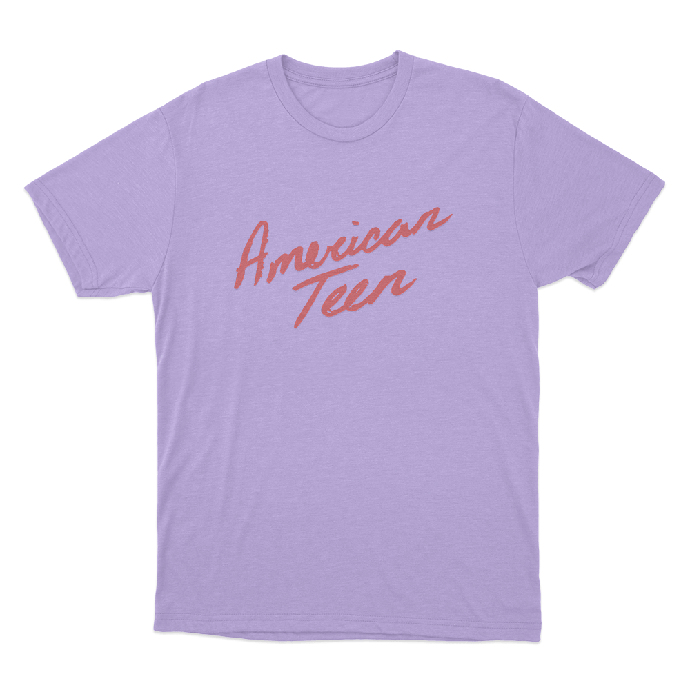 American Teen Red Script Unisex T Shirt Purple American Teen Red Script Unisex T Shirt Purple