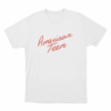American Teen Red Script Unisex T Shirt White