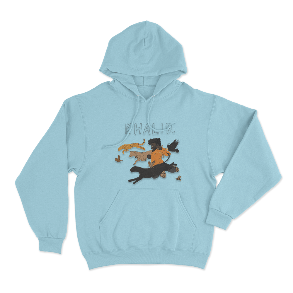 Khalid Running Free Spirit Tour Unisex Hoodie Sky Blue Khalid Running Free Spirit Tour Unisex Hoodie Sky Blue