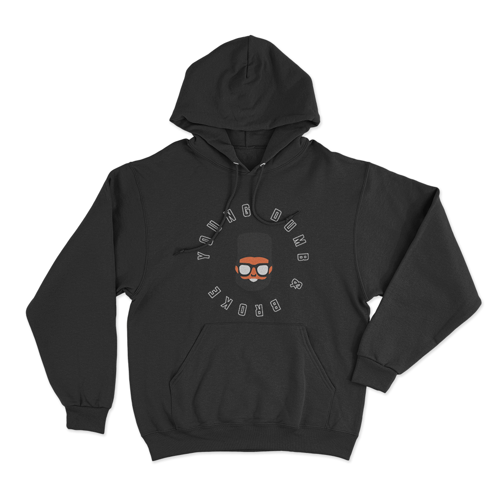 Young Dumb & Broke Cartoon Portrait Unisex Hoodie Black Young Dumb Broke Cartoon Portrait Unisex Hoodie Black