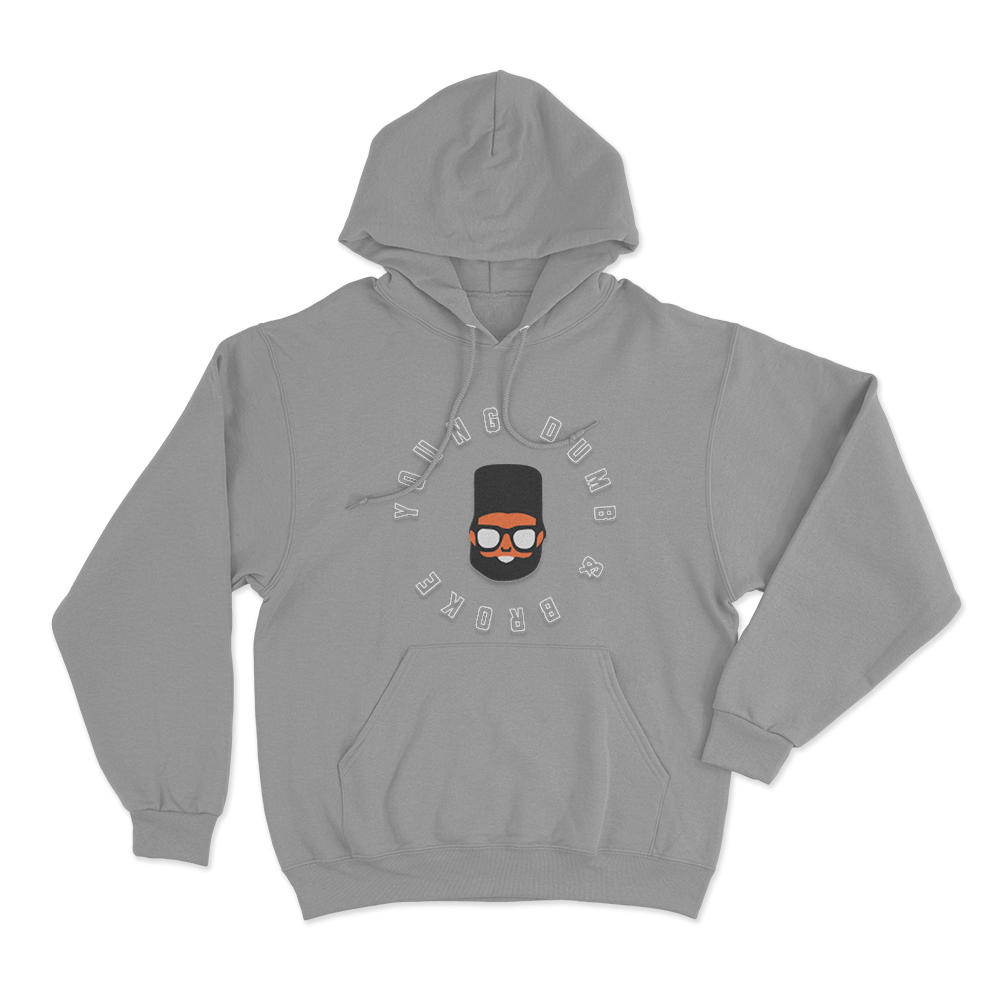 Young Dumb & Broke Cartoon Portrait Unisex Hoodie Grey Young Dumb Broke Cartoon Portrait Unisex Hoodie Grey