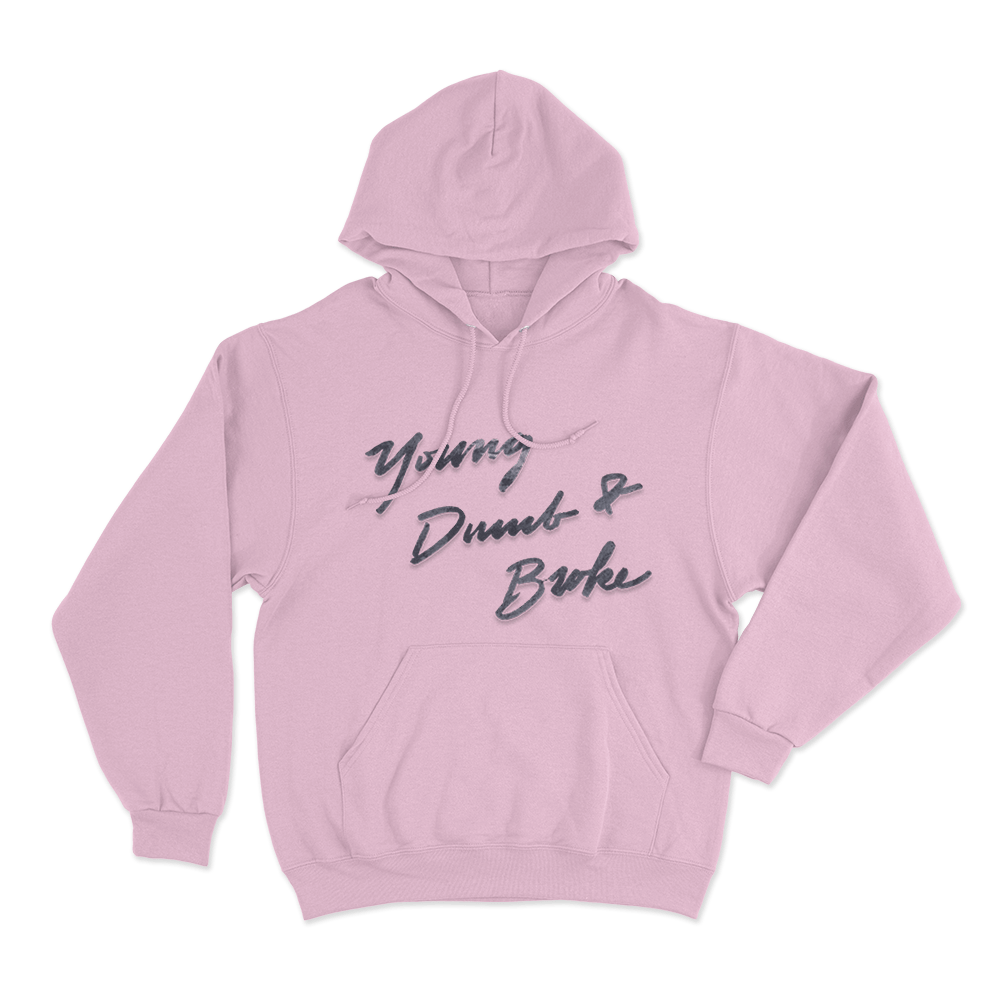 Young Dumb & Broke Script Unisex Hoodie Pink Young Dumb Broke Script Unisex Hoodie Pink