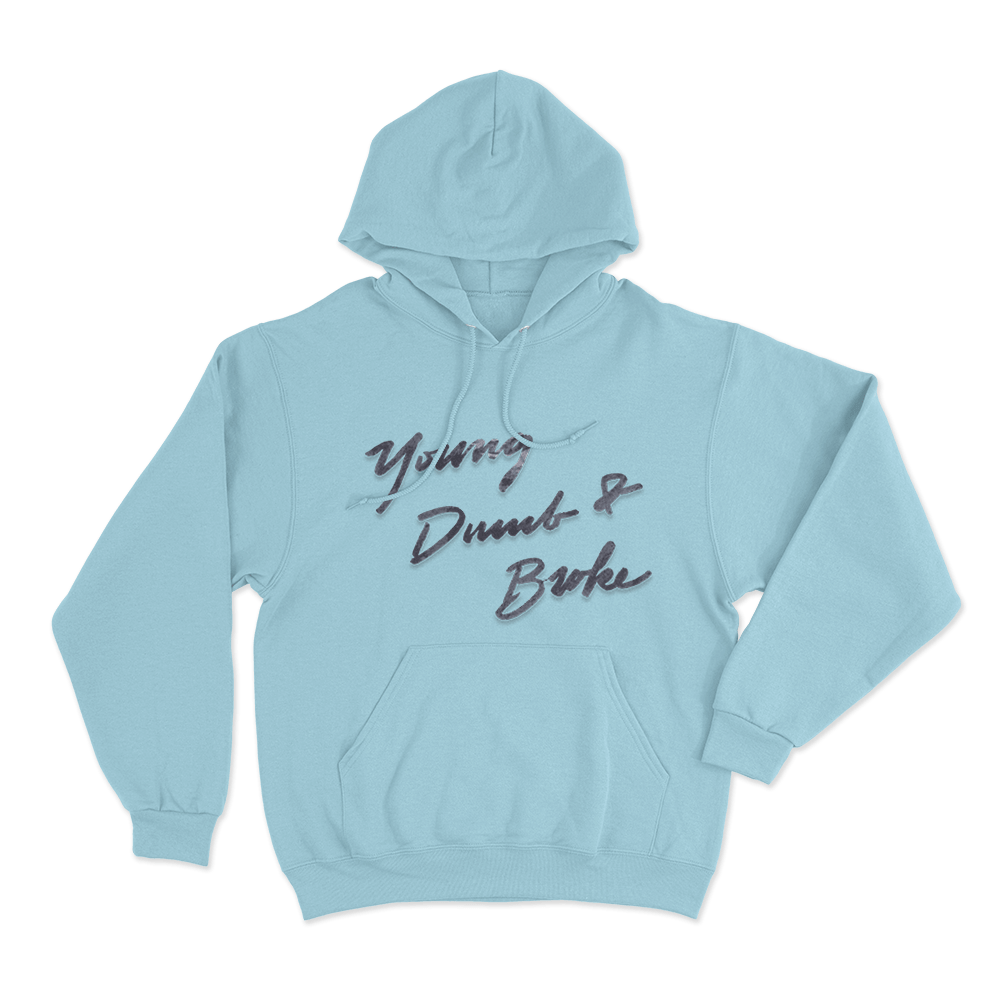 Young Dumb & Broke Script Unisex Hoodie Sky Blue Young Dumb Broke Script Unisex Hoodie Sky Blue
