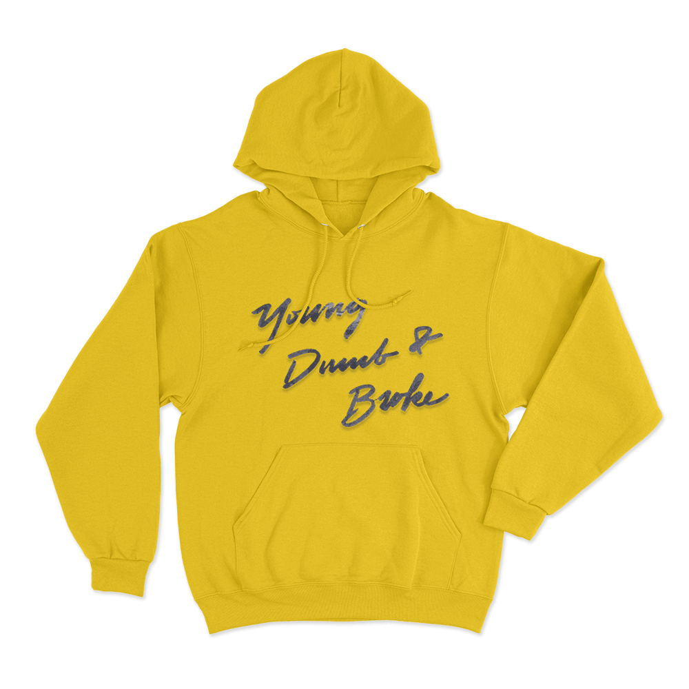 Young Dumb & Broke Script Unisex Hoodie Yellow Young Dumb Broke Script Unisex Hoodie Yellow